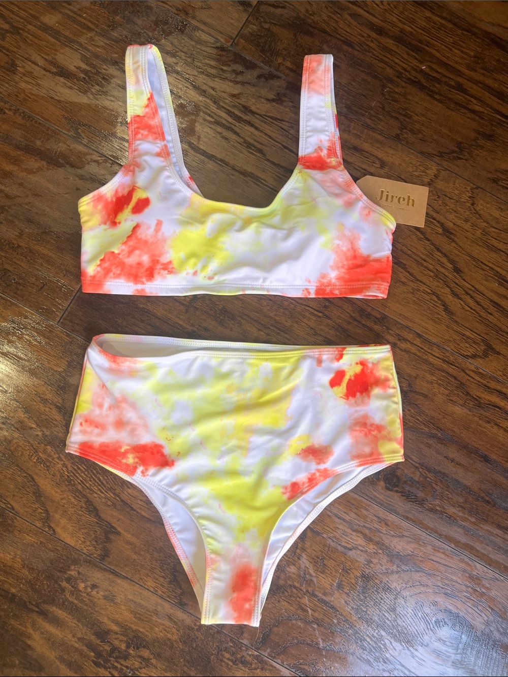 Jireh 2 piece tie dye high waist bikini swimsuit NWT size M